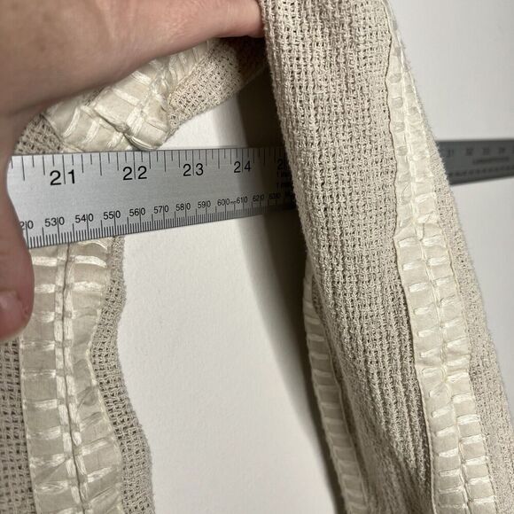 Soft Surroundings Open Front Textured Cardigan Womens Medium Beige Cotton Knit - Picture 9 of 14